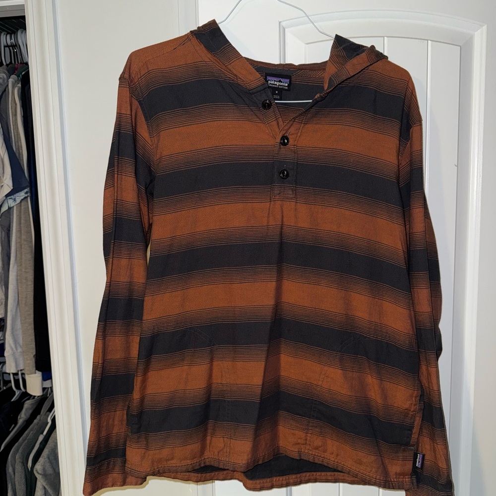 Patagonia Black and Orange Plaid Shirt